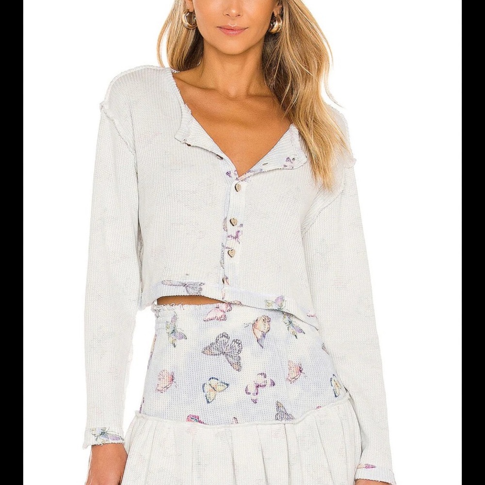 Loveshackfancy Glasgow cardigan in aqua reflections